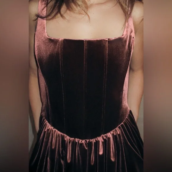 Zara Corset Velvet Mini Dress - Picture 7 of 12